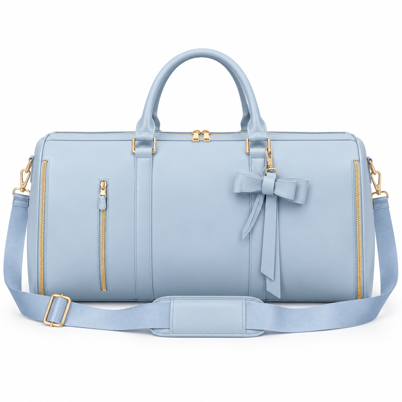 Powder Blue Bow Garment Overnight Bag-4