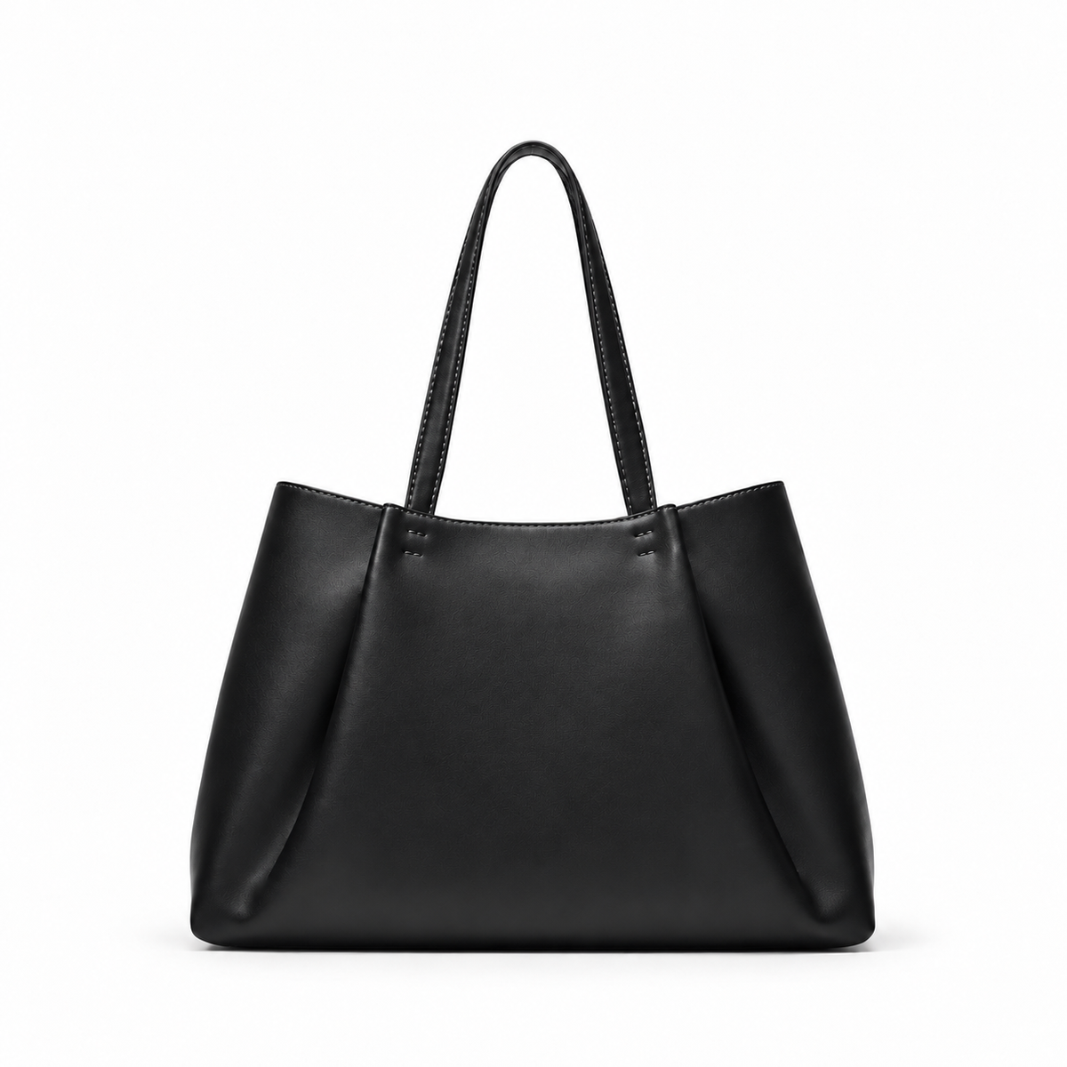 Elegant Black Leather Everyday Shoulder Tote-2