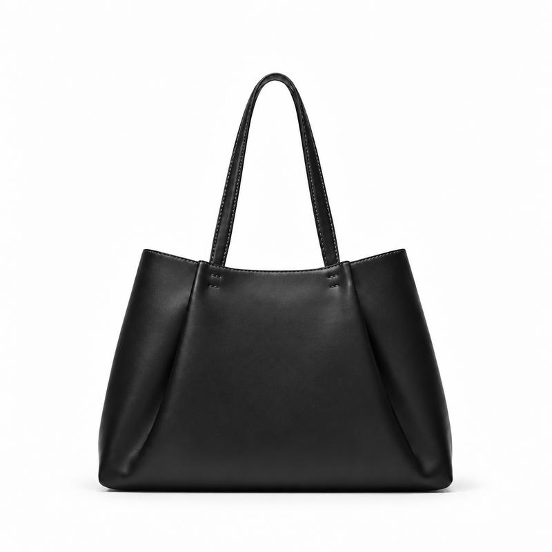 Elegant Black Leather Everyday Shoulder Tote-2