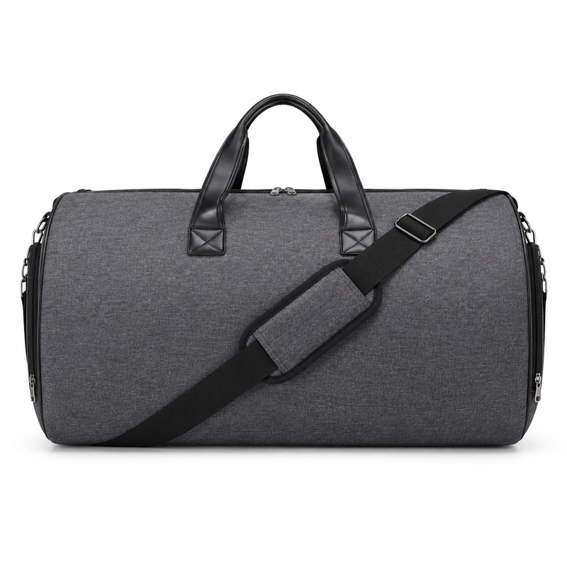 Charcoal Grey Convertible Garment Duffel Bag-4