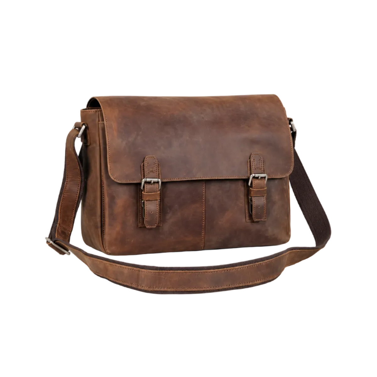 Vintage Brown Leather Shoulder Messenger Bag-1