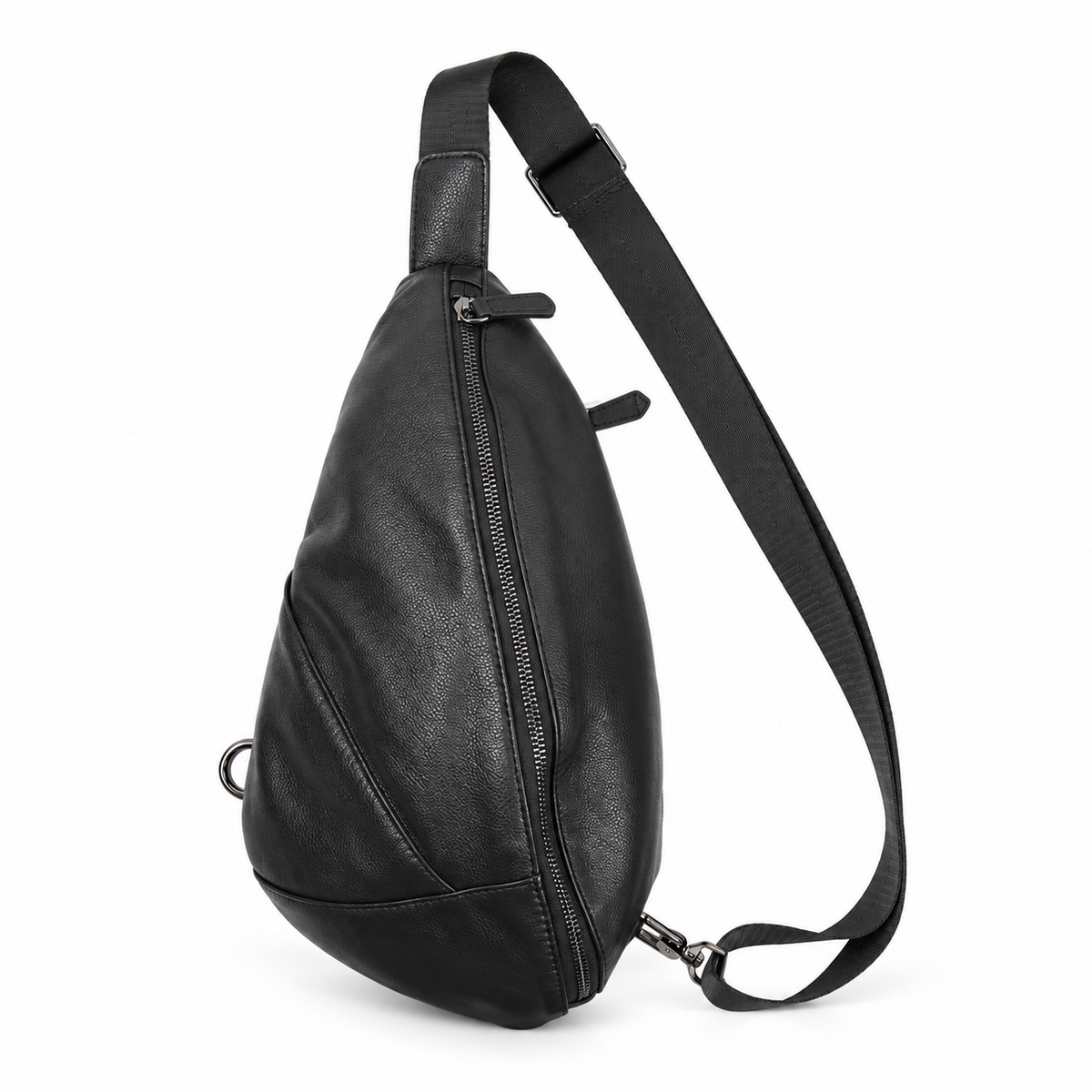 Black Textured Sling Bag Adjustable Strap-4