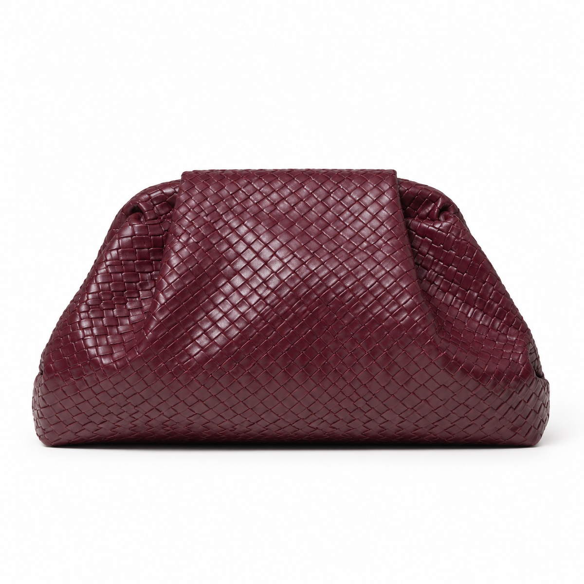 Elegant Burgundy Woven Pouch Clutch Bag-2