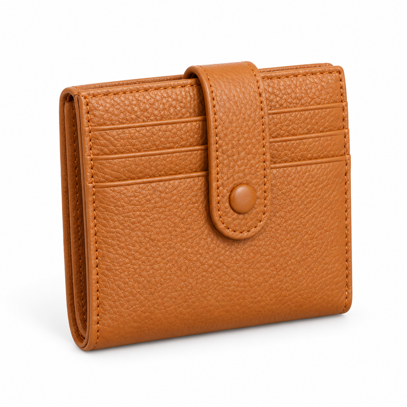 Caramel Tan Textured Snap Closure Wallet-1