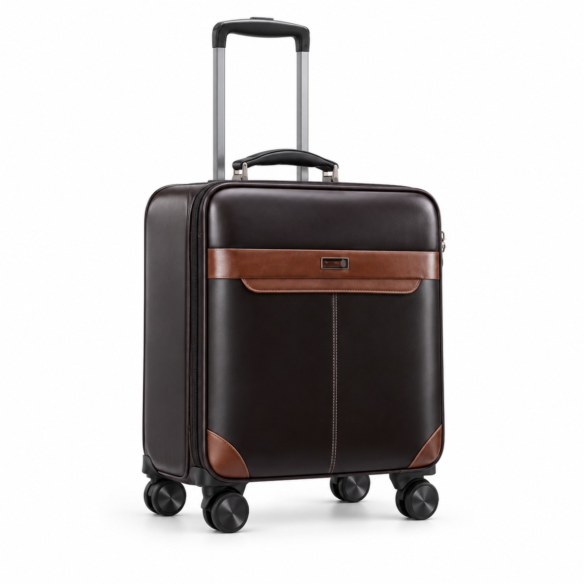 Elegant Brown Trim Rolling Travel Suitcase-1