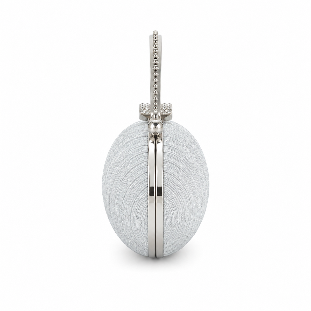 Silver Pleated Clutch with Metal Handle-3