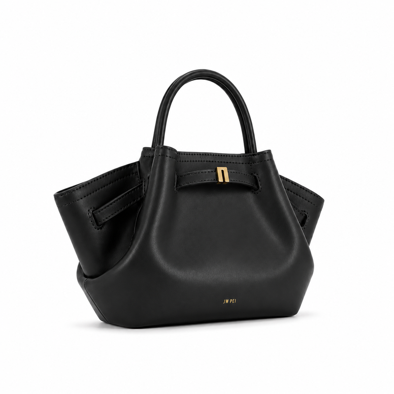 Matte Black Winged Top-Handle Handbag-1