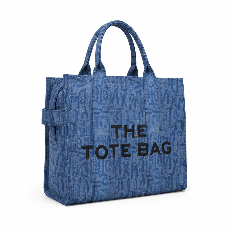 Blue Denim Pattern Tote Bag-1