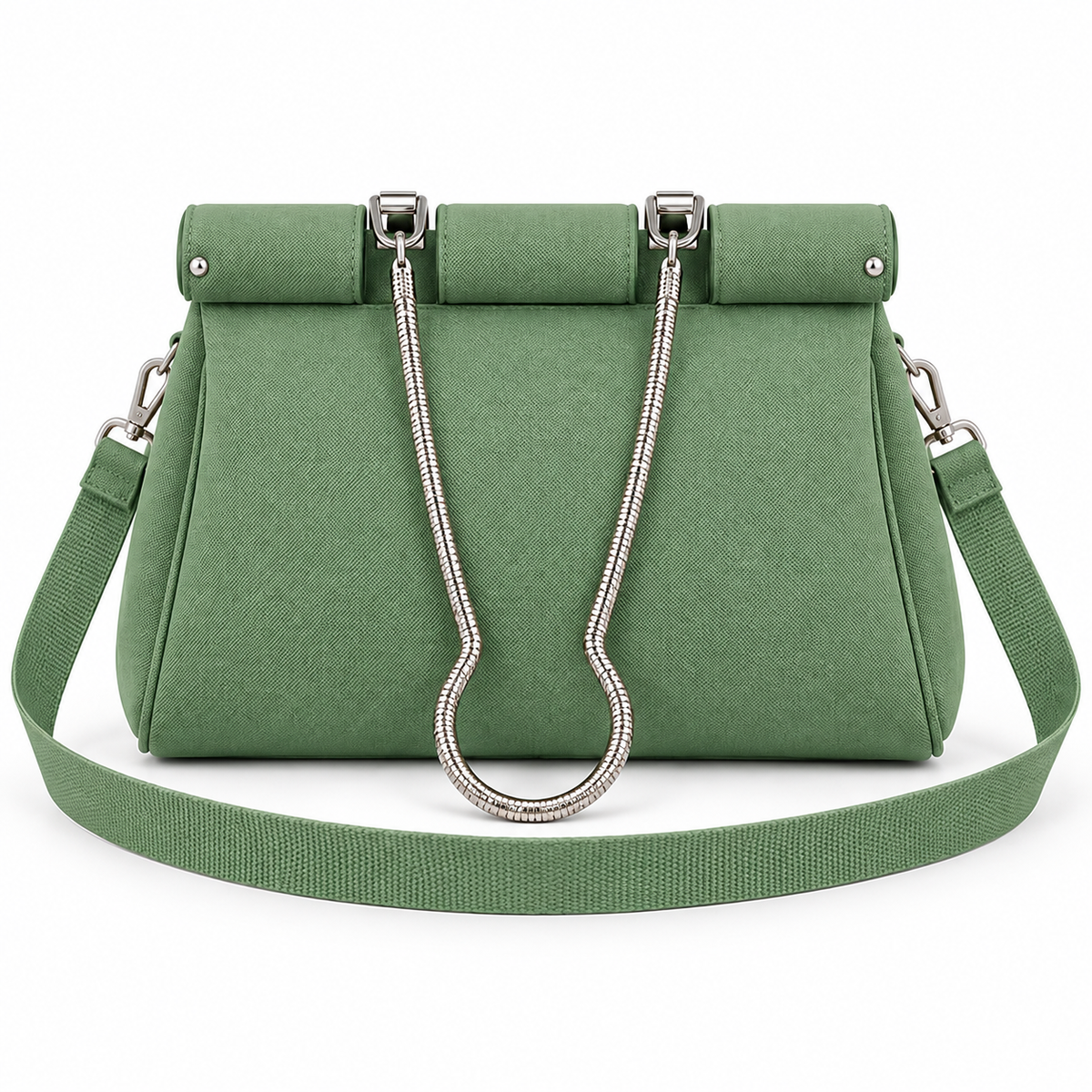 Sage Green Rolled Chain Shoulder Bag-4