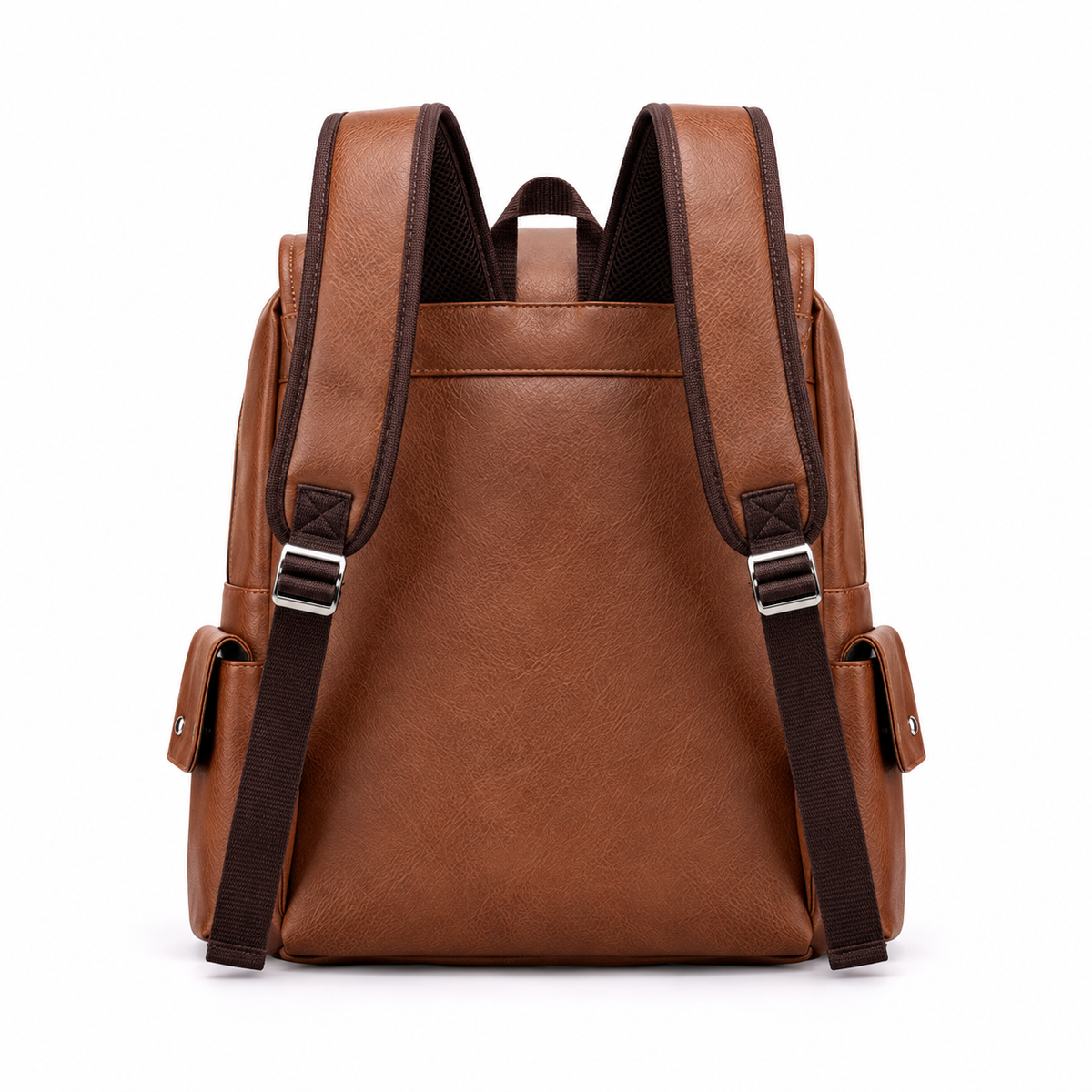 Vintage Brown Backpack With Buckle Details-2
