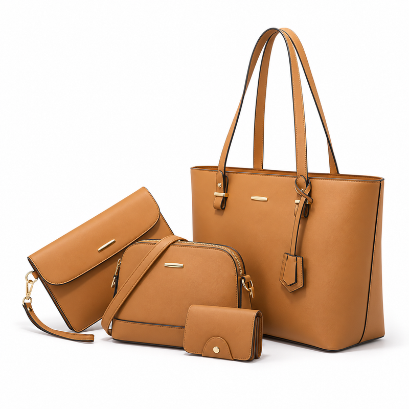 Elegant Camel Four Piece Handbag Set-4