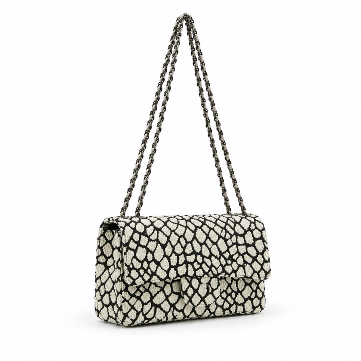 Textured Chain Strap Flap Shoulder Bag-1