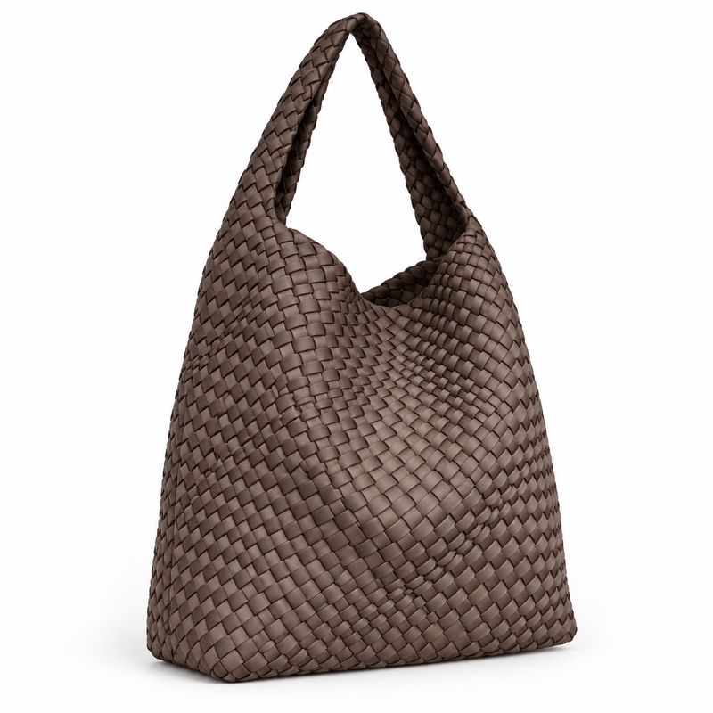 Elegant Brown Woven Hobo Shoulder Bag-1
