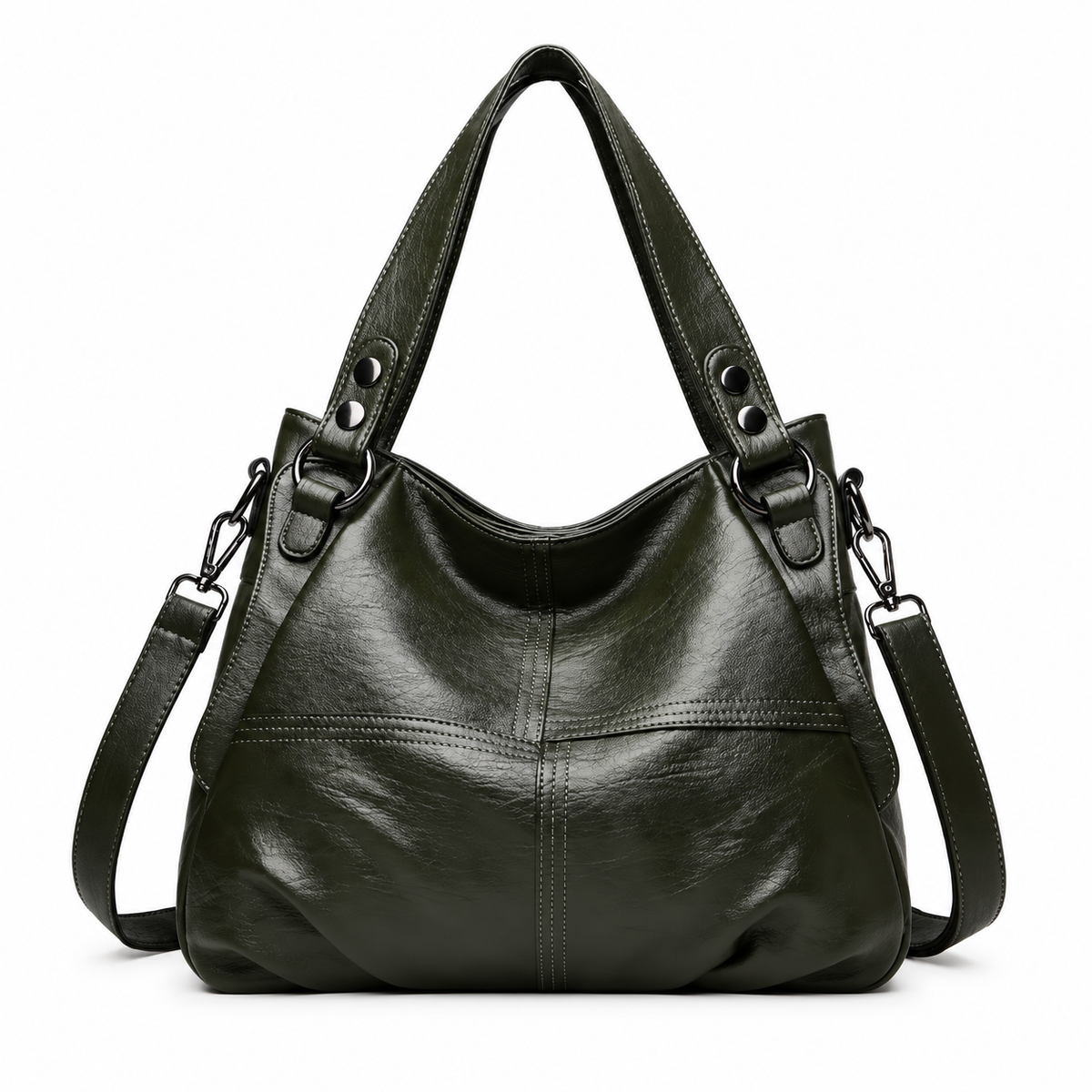 Dark Olive Slouchy Shoulder Crossbody Handbag-4