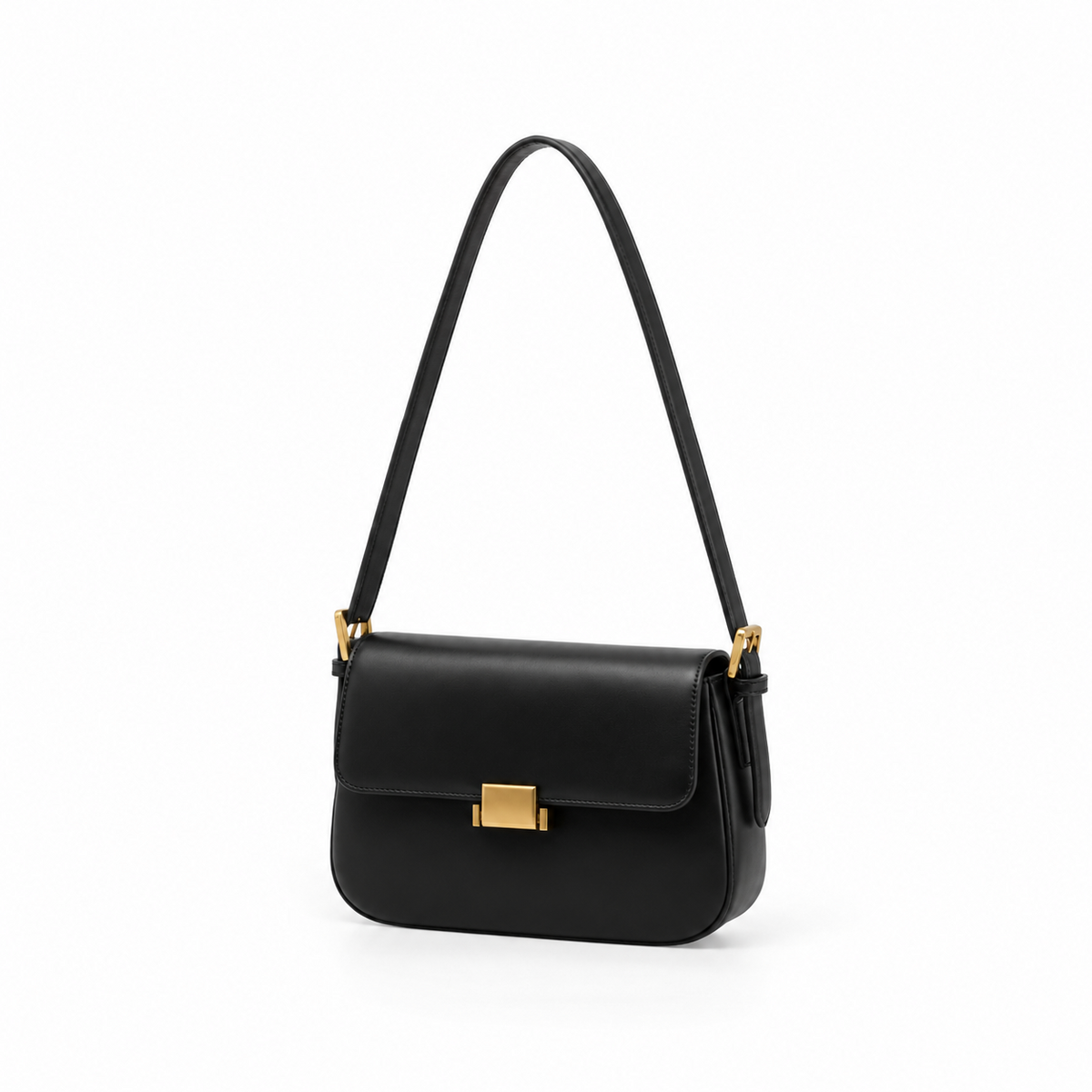 Elegant Black Structured Shoulder Bag-3