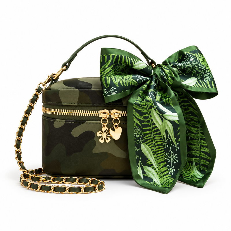 Green Camouflage Bow Chain Crossbody Bag-4