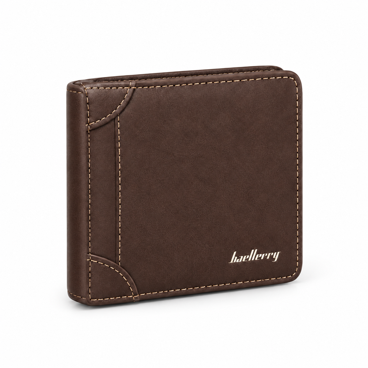 Classic Coffee Bifold Wallet With Stitching-1