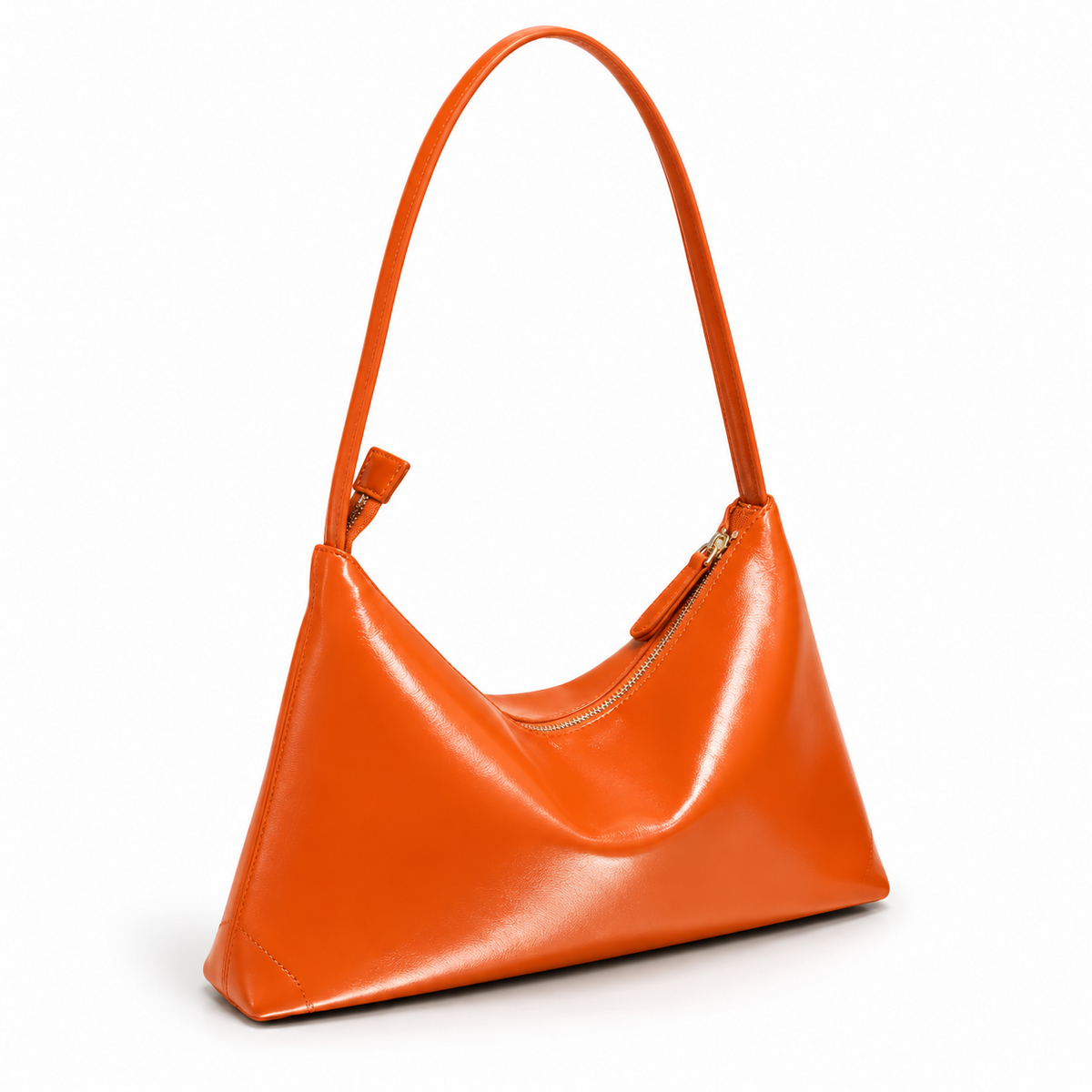 Chic Orange Slouchy Zipper Shoulder Bag-1