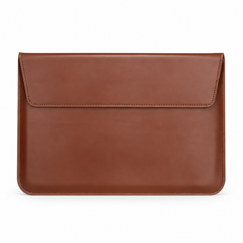 Brown Leather Envelope Style Laptop Bag-4