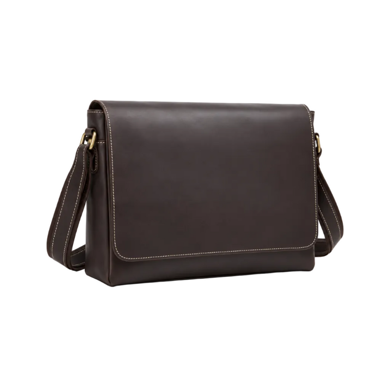 Classic Brown Leather Laptop Messenger Bag-1
