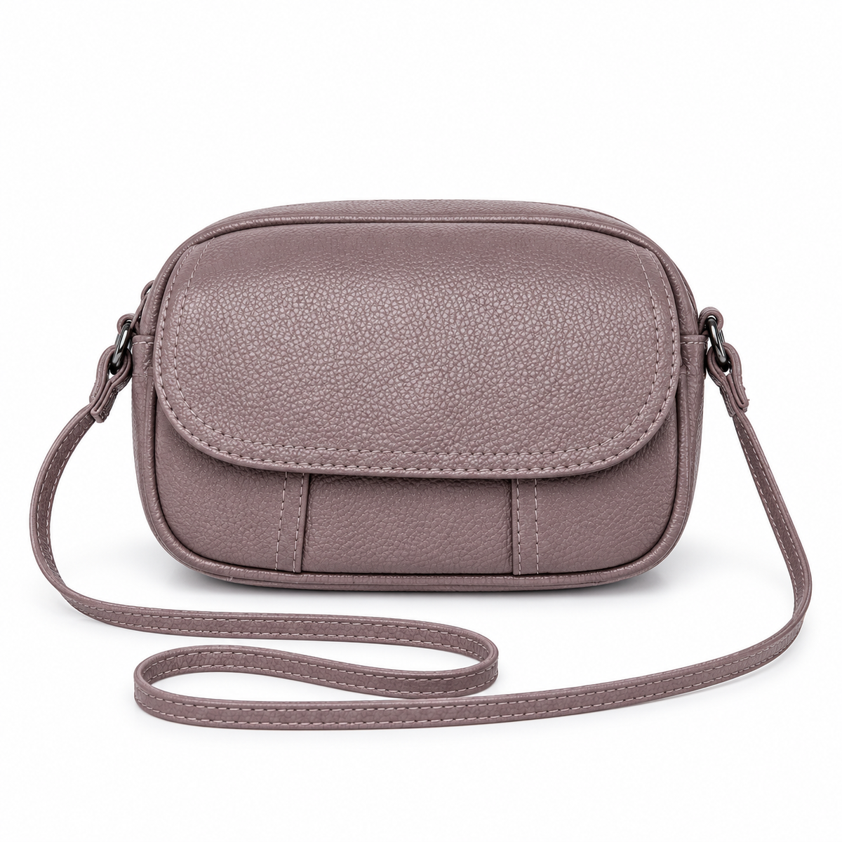 Dusty Mauve Textured Flap Crossbody Bag-4