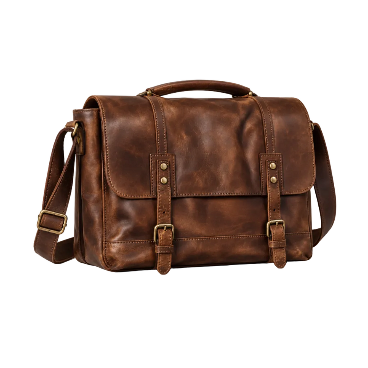 Vintage Coffee Brown Leather Satchel Bag