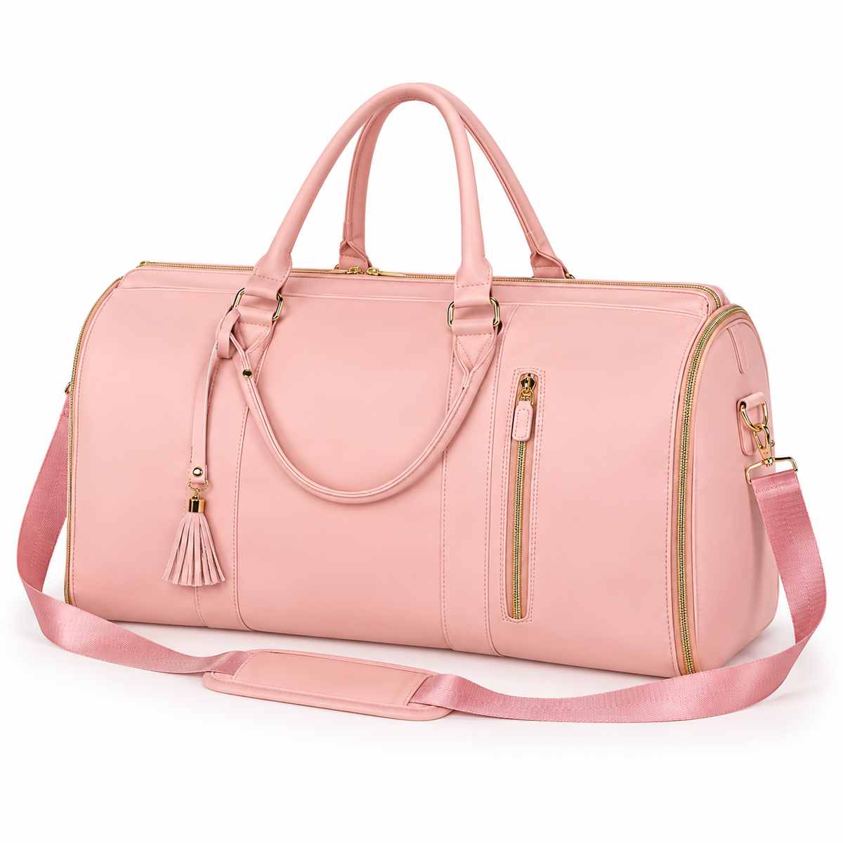 Pink Convertible Garment Duffel Overnight Bag-3