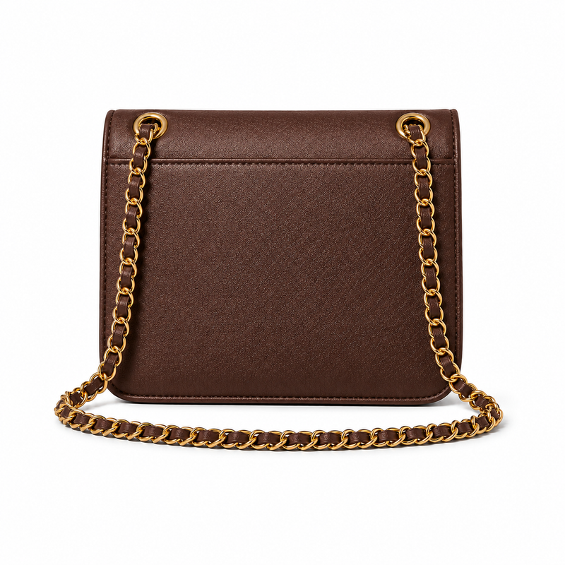Chocolate Brown Chain Strap Shoulder Bag-2
