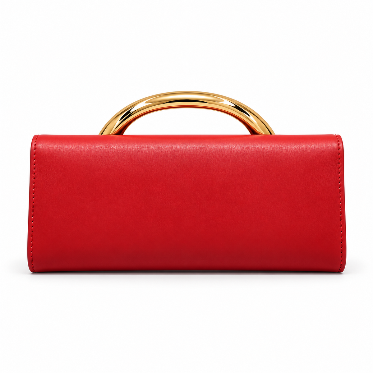 Elegant Red Clutch With Golden Handle-3