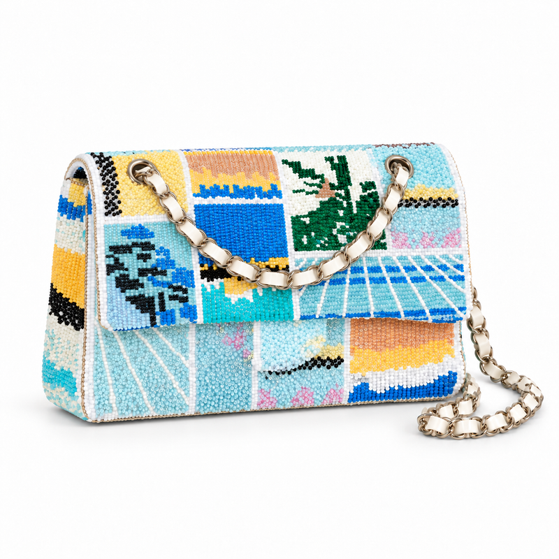 Colorful Beaded Mosaic Chain Shoulder Bag-1