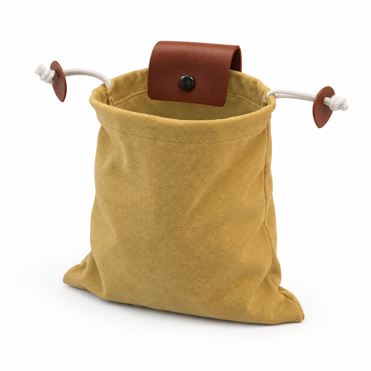 Khaki Fabric Drawstring Waist Belt Pouch-4