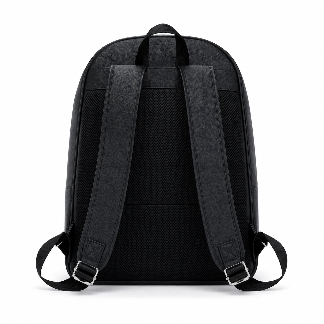 Black-015 Minimalist Textured Backpack with Front Zip Pocket-3