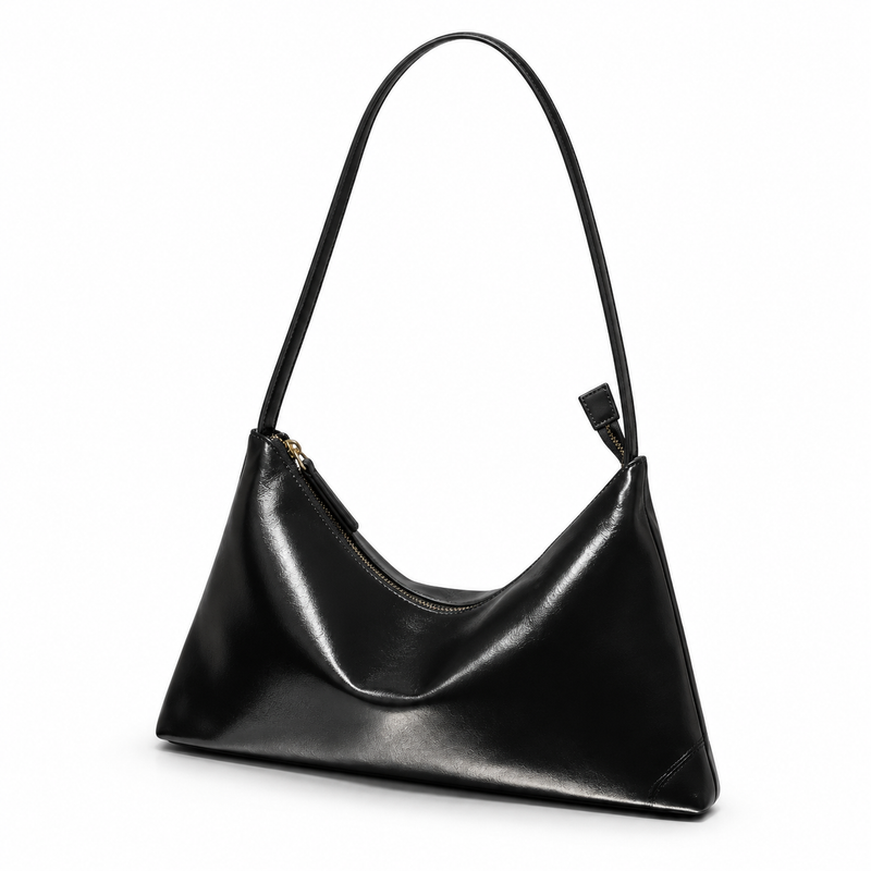 Elegant Black Slouchy Zipper Shoulder Bag-3