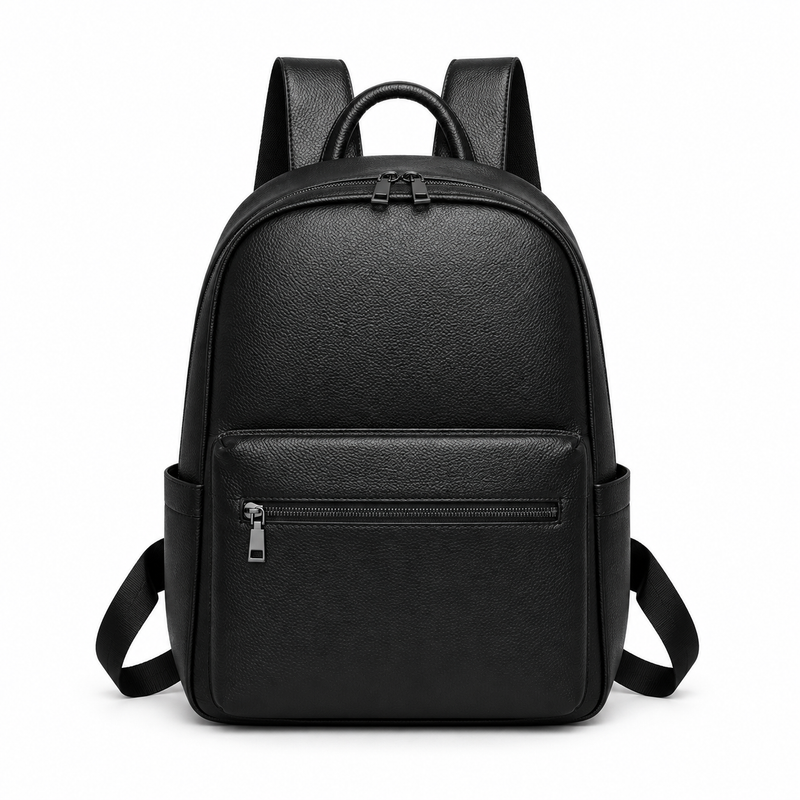 Classic Black Textured Everyday Travel Backpack-4