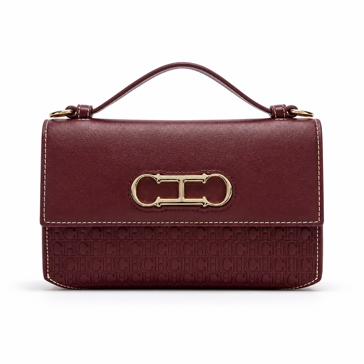 Burgundy Embossed Leather Evening Clutch Bag-4