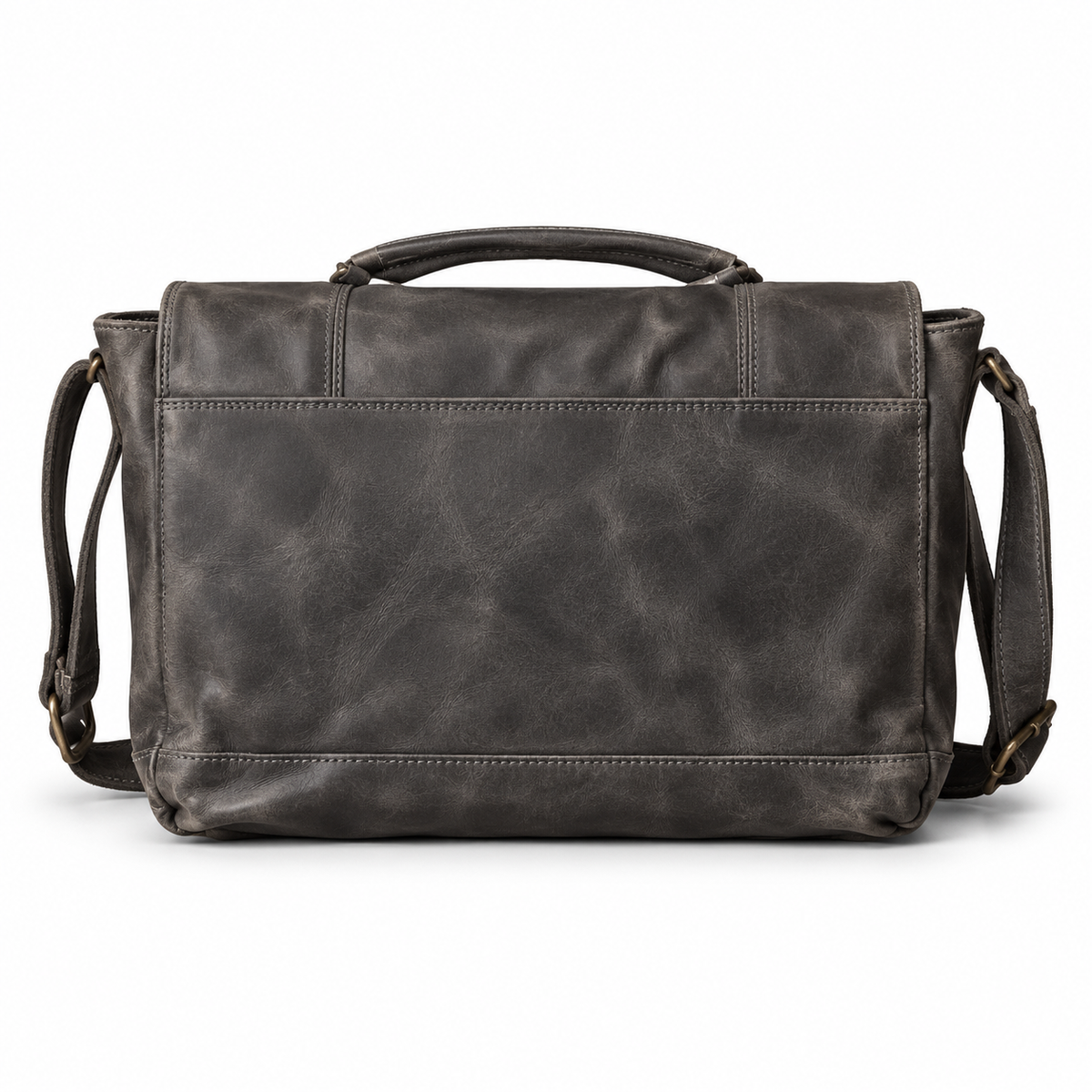 Vintage Dark Grey Leather Satchel Bag-2