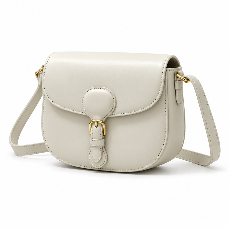 Elegant Ivory Leather Satchel Shoulder Bag-3