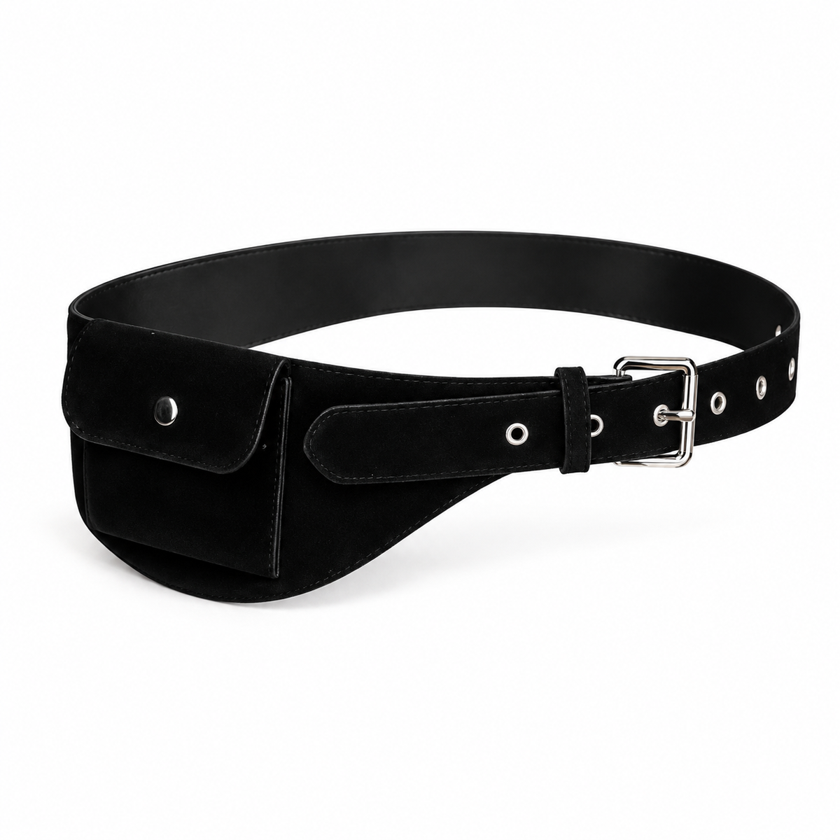 Black Adjustable Waist Belt Pouch Bag-4