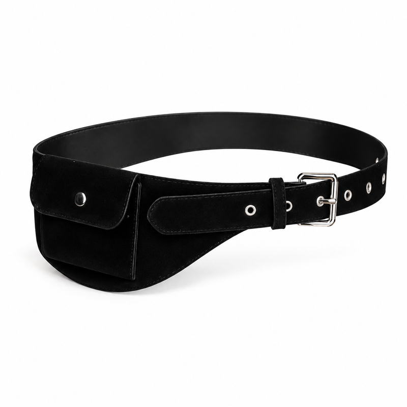 Black Adjustable Waist Belt Pouch Bag-4