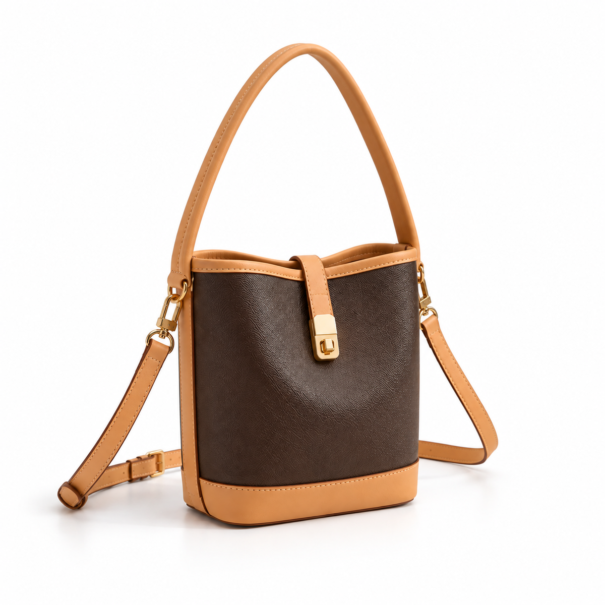 Elegant Two Tone Bucket Shoulder Bag-1
