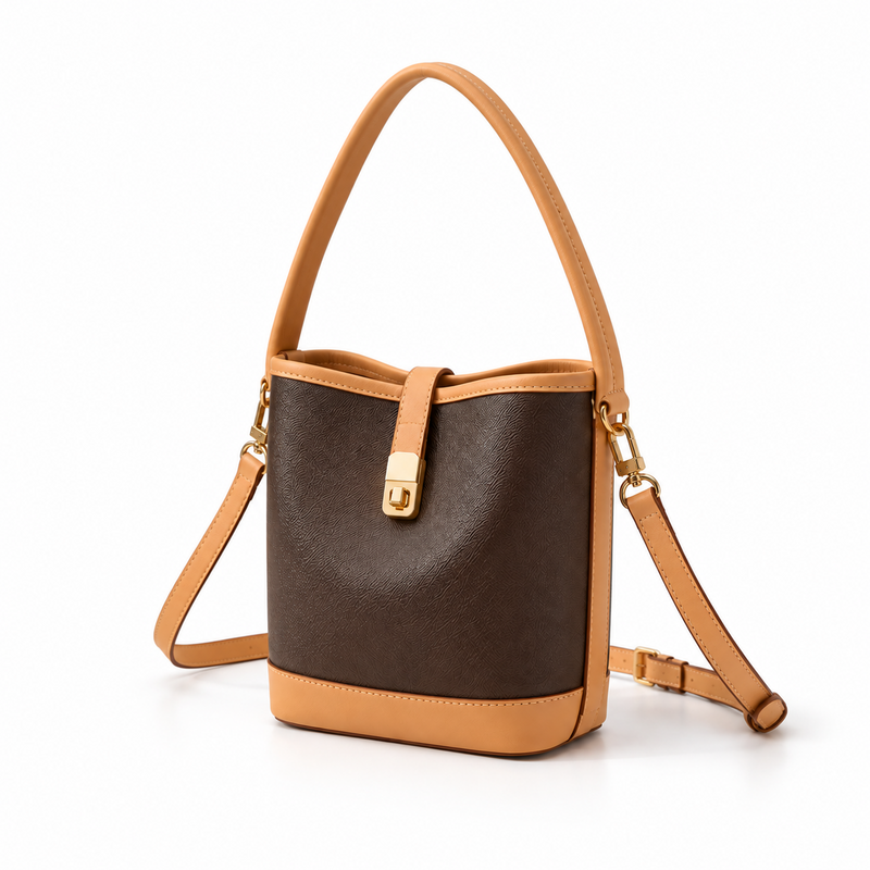 Elegant Two Tone Bucket Shoulder Bag-3