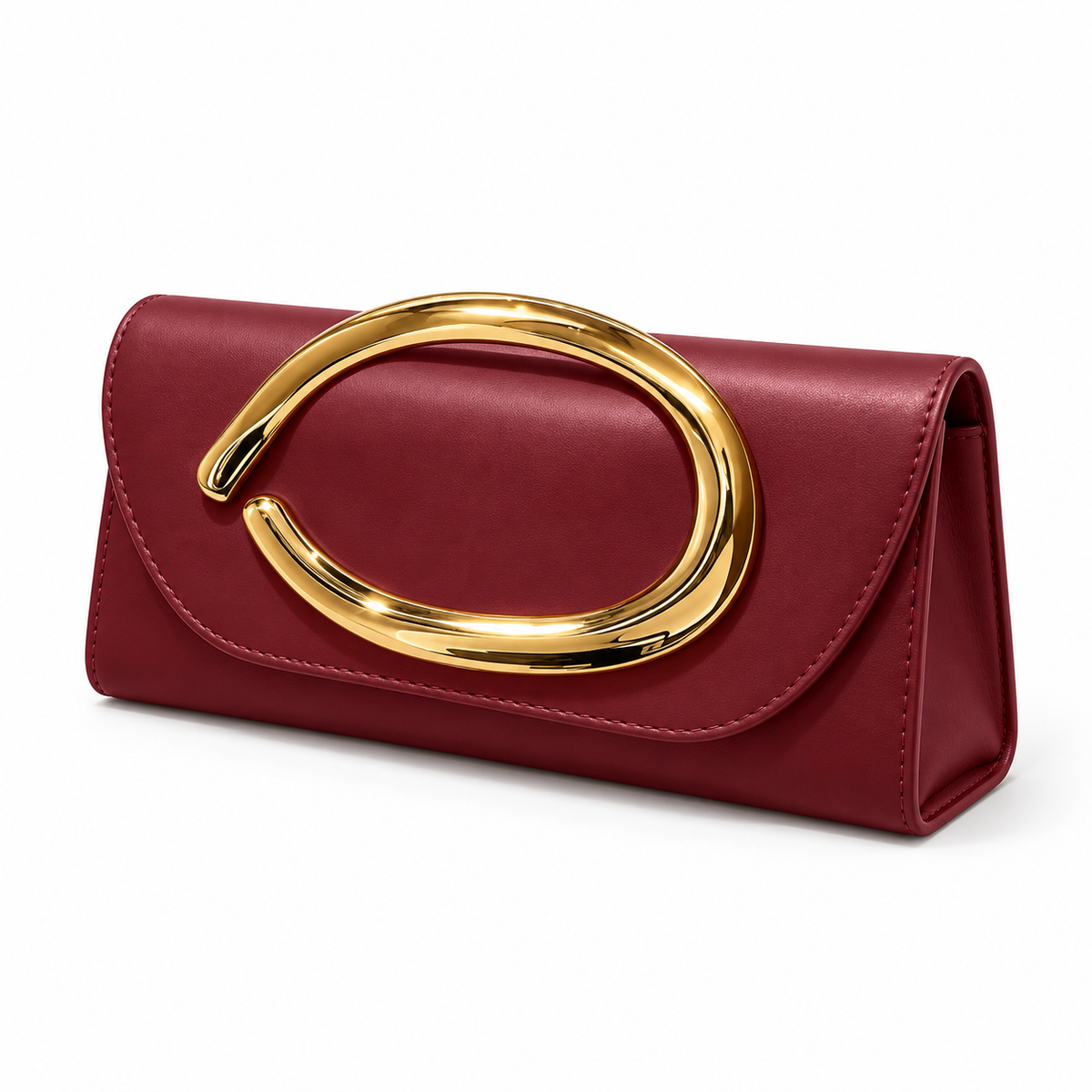 Burgundy Evening Clutch With Golden Accent-3