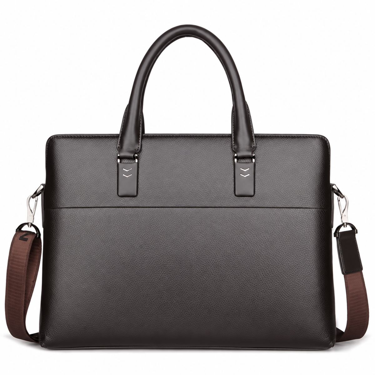 Classic Black Leather Laptop Briefcase Bag-3