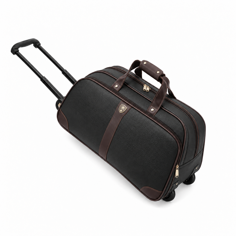 Classic Black Brown Trim Trolley Bag-2