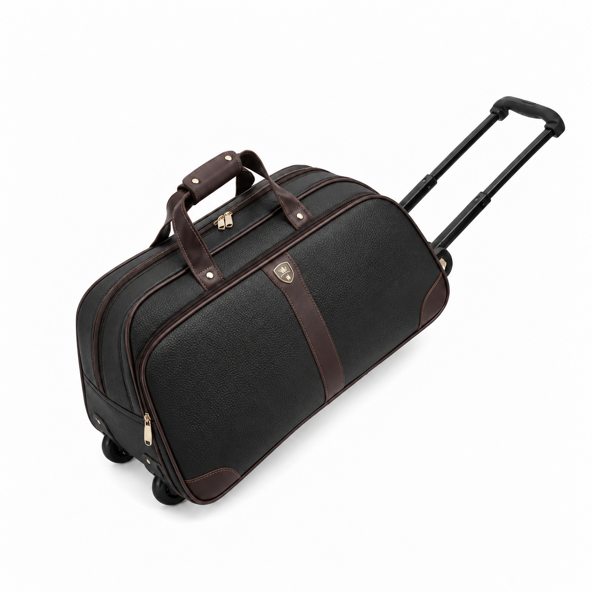 Classic Black Brown Trim Trolley Bag-4
