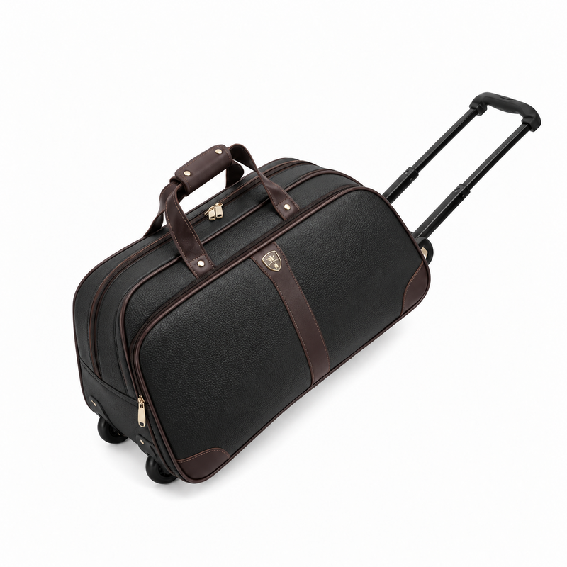 Classic Black Brown Trim Trolley Bag-4