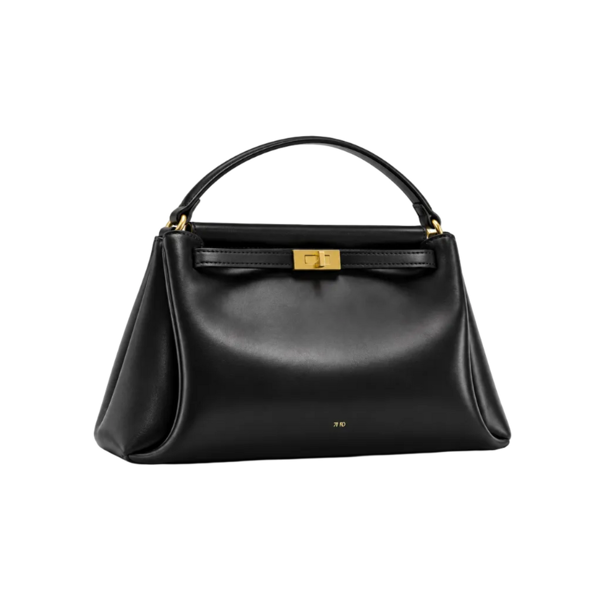 Elegant Black Satchel With Gold Clasp-1