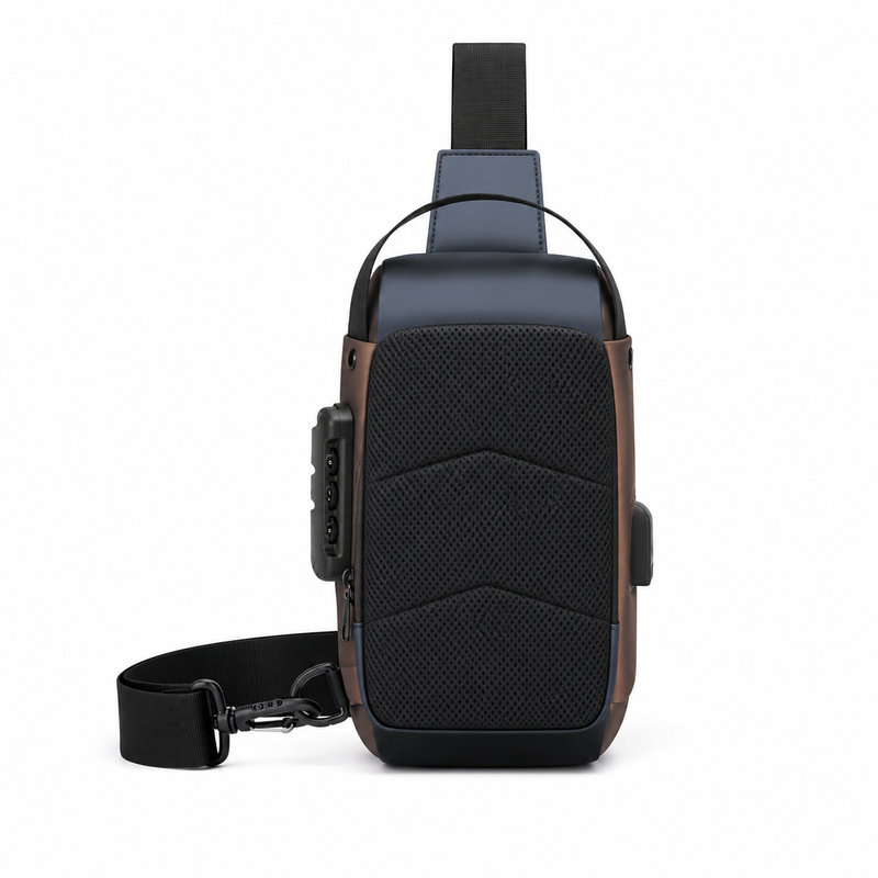 Navy Blue Sling Bag With Lock-4