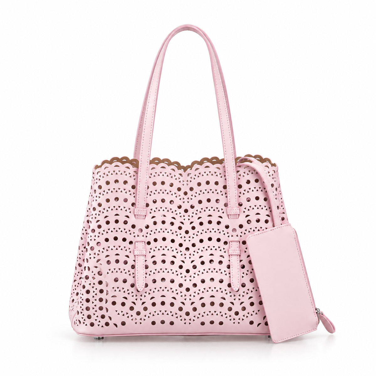 Blush Pink Laser Cut Tote Handbag-2