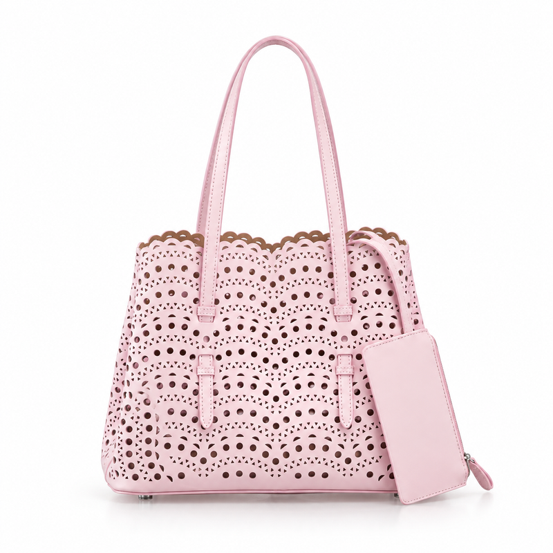Blush Pink Laser Cut Tote Handbag-4